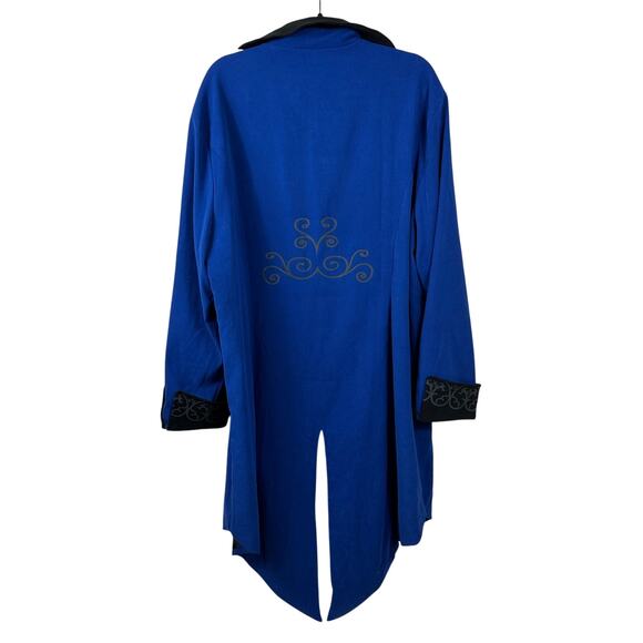 Steampunk Blue Embroidered Long Coat Gothic Victorian Jacket Men’s XL-XXL - Picture 2 of 8